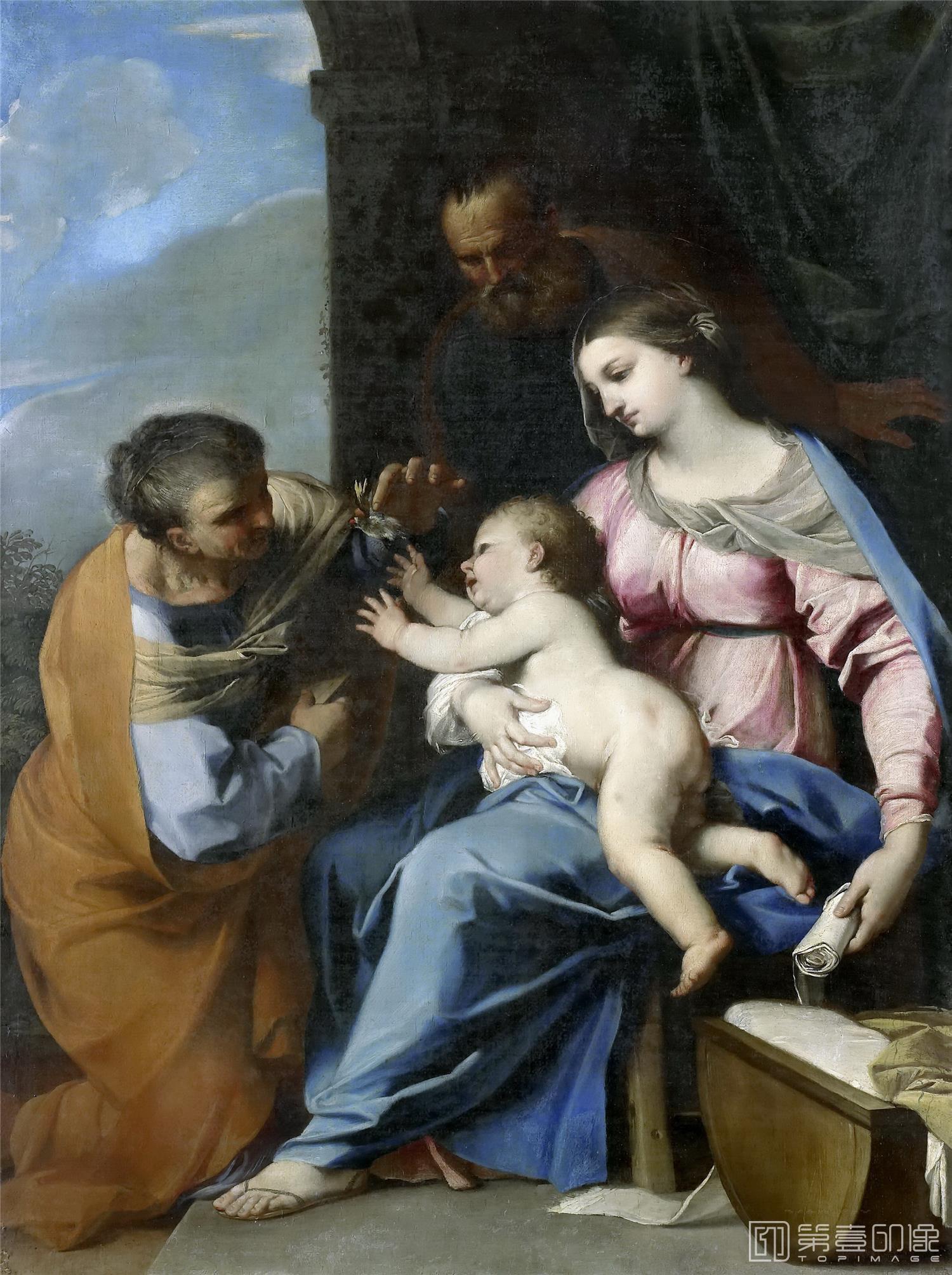 油画-荷兰莫瑞斯泰皇家美术馆Raffaello Vanni - The Holy Family and St Anne-524